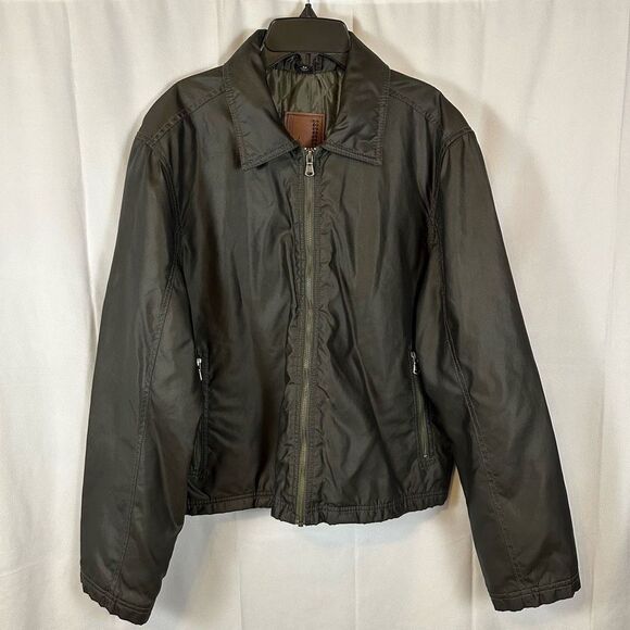 Richard Comstock Vertical Mens Nylon Quilted Bomber Jacket Coat Dark Green M - Picture 2 of 10